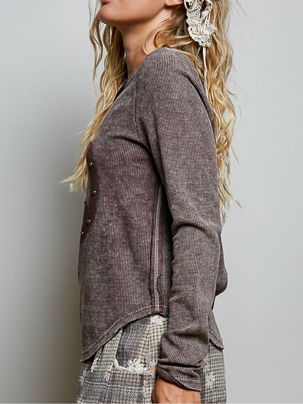 💕POL LAST FEW! Studded Peace Sign Long-Sleeve Top - Picture 6 of 8